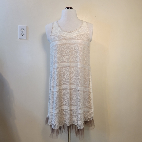 Hem & Thread: Women's Small Lace Pull-over Cover-up Long line Tank Top Dress - Picture 1 of 6